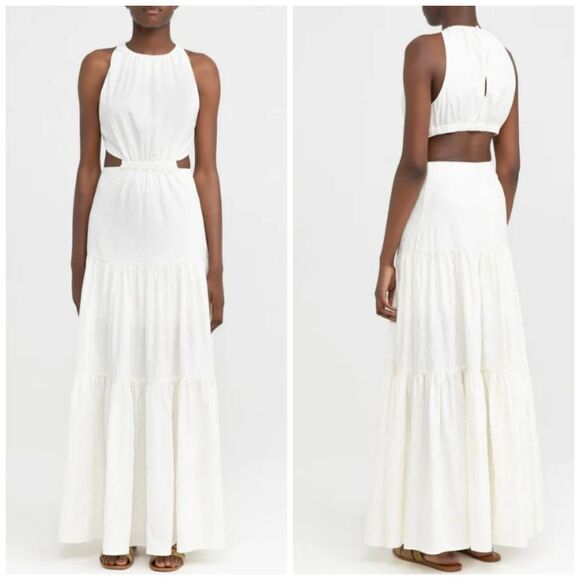 Significant Other Poppy Cut-Out Maxi Dress Ivory White Small - Picture 12 of 13